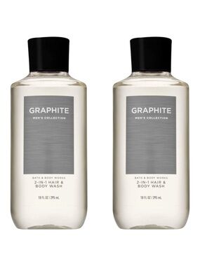 BATH AND BODY WORKS GRAPHITE MEN'S 2-IN-1 HAIR & BODY WASH 295ML X2 - BRAND NEW
